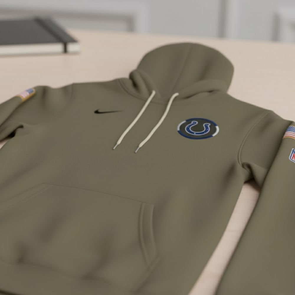 Indianapolis Colts Salute to Service Hoodie – Military Green NFL Sideline 2025 Edition - LeagueLockerGear