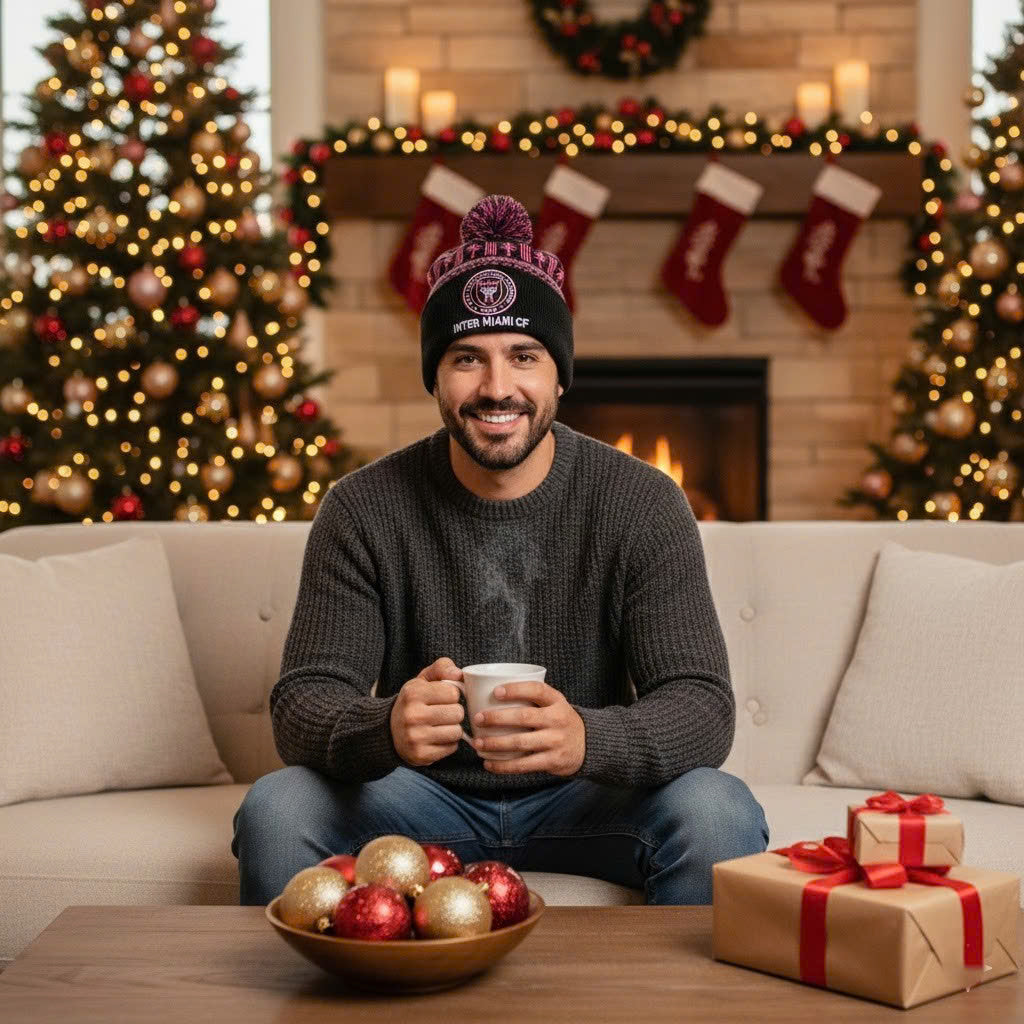 Inter Miami CF Winter Knit Beanie Hat – Official MLS Crest Pom-Pom Hat (Pink/Black Edition) - LeagueLockerGear