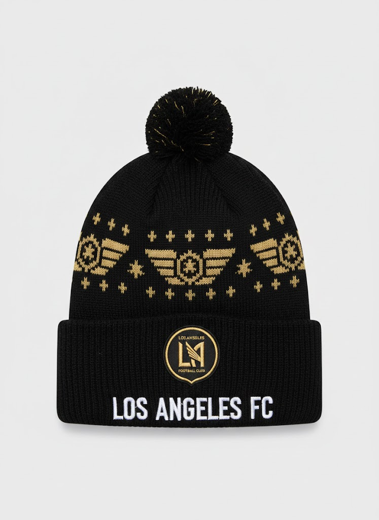 Los Angeles FC Winter Knit Beanie Hat – Black & Gold Pom Hat for MLS Fans - LeagueLockerGear