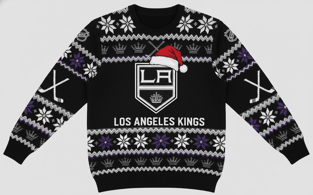 Los Angeles Kings NHL Ugly Christmas Sweater – Black & Purple "Kings" Holiday Knit - LeagueLockerGear
