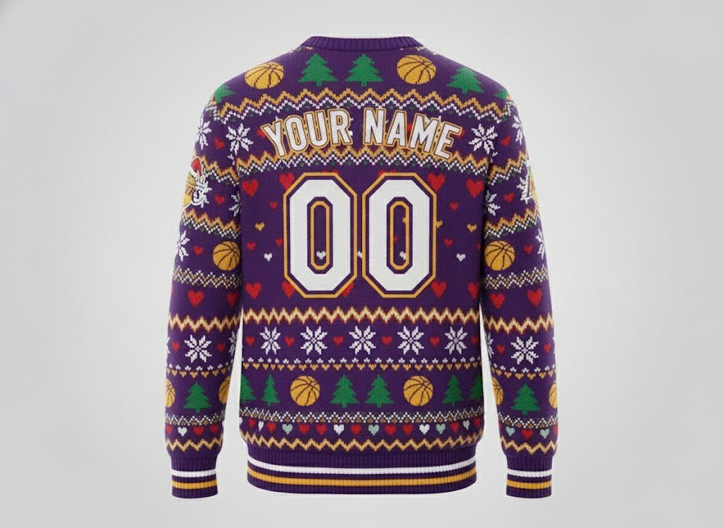 Los Angeles Lakers x The Grinch Ugly Christmas Sweater – Purple & Gold "Grinchmas" Knit - LeagueLockerGear