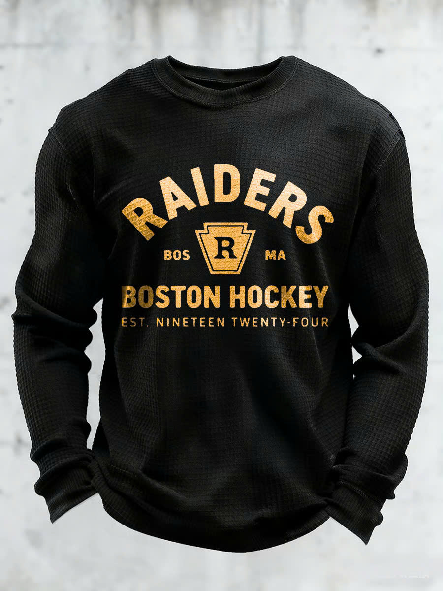 Boston Raiders Hockey Thermal Shirt - Vintage Waffle Knit Long Sleeve - LeagueLockerGear