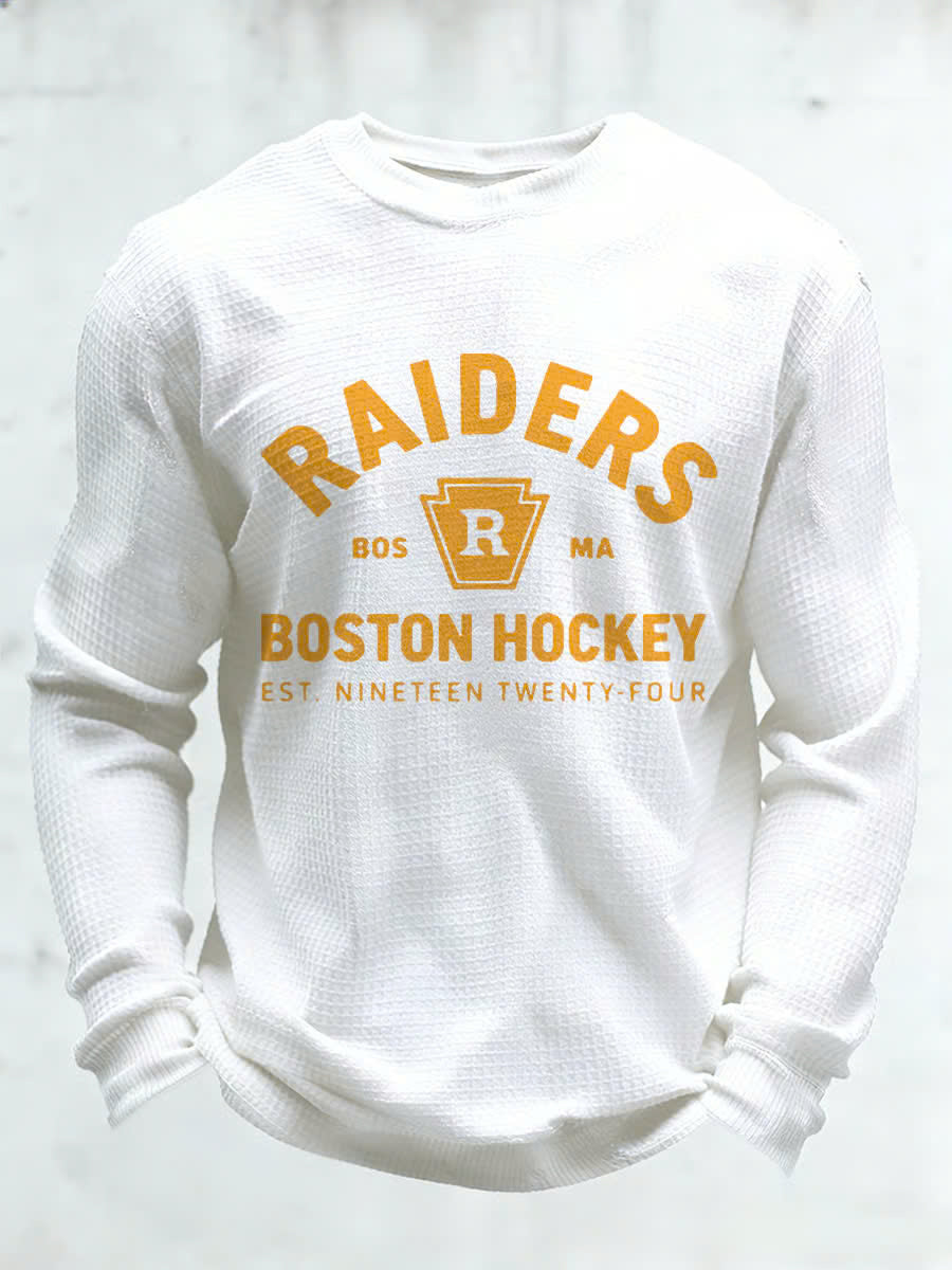 Boston Raiders Hockey Thermal Shirt - Vintage Waffle Knit Long Sleeve - LeagueLockerGear