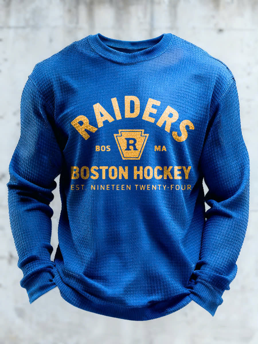 Boston Raiders Hockey Thermal Shirt - Vintage Waffle Knit Long Sleeve - LeagueLockerGear