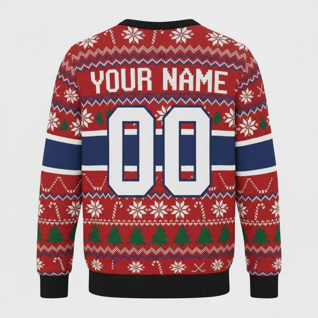 Montreal Canaeeins NHL Ugly Christmas Sweater – Red, Blue & White Holiday Knit - LeagueLockerGear