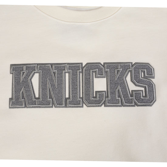 NBA New York Knicks Reverse French Terry Men’s Drop Shoulder Fleece Crewneck - LeagueLockerGear