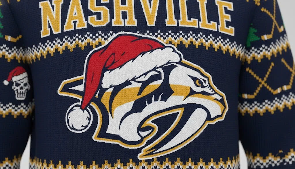 Nashville Predators NHL Ugly Christmas Sweater – Navy & Gold "Preds" Holiday Knit - LeagueLockerGear