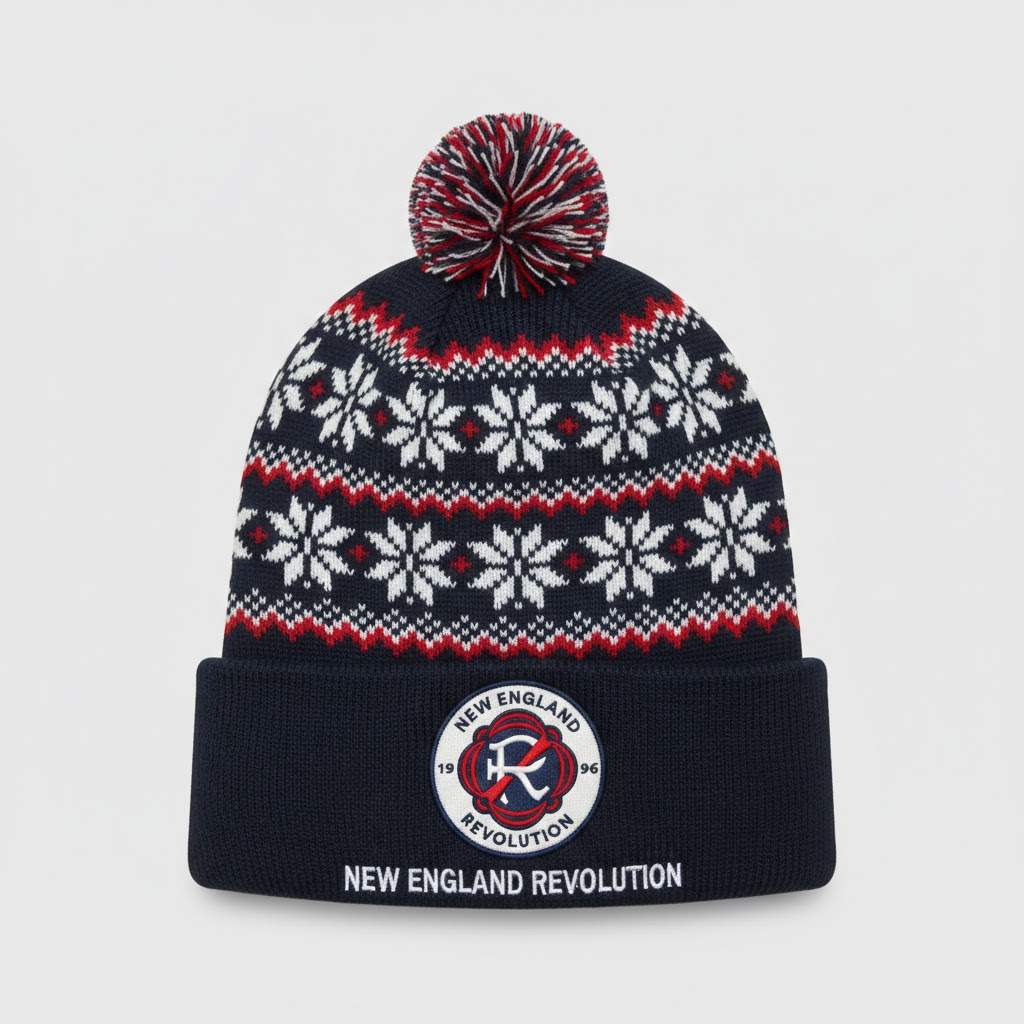 New England Revolution Knit Beanie Hat – The Revs MLS Pom-Pom Winter Gear - LeagueLockerGear