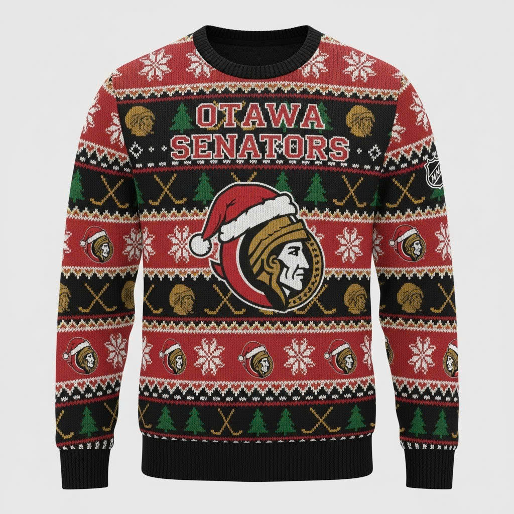 Ottawa Senators NHL Ugly Christmas Sweater – Red & Black "Sens" Holiday Knit - LeagueLockerGear