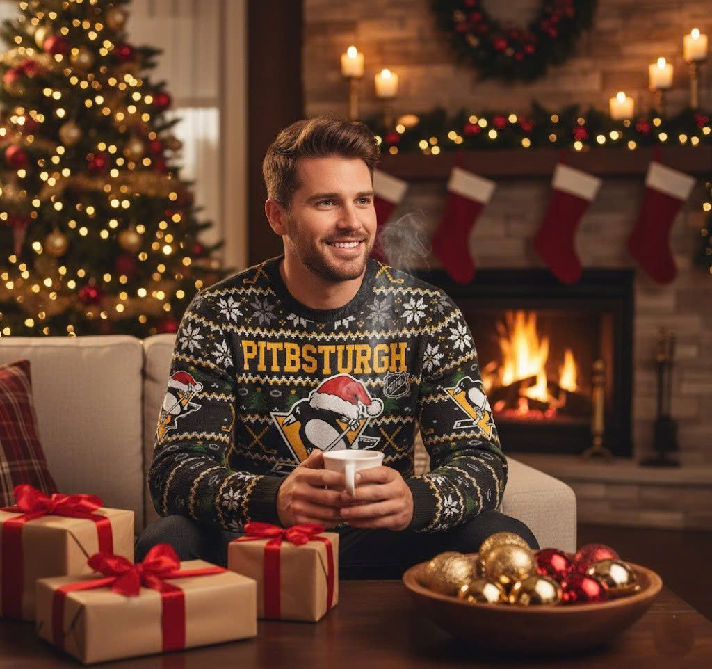 Pitbsturgh Penguins NHL Ugly Christmas Sweater – Black & Gold "Pens" Holiday Knit - LeagueLockerGear