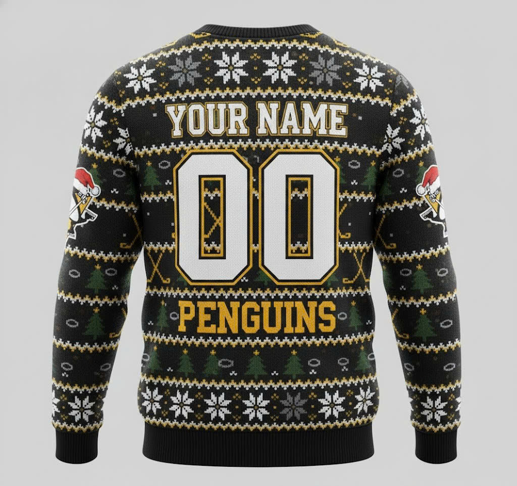 Pitbsturgh Penguins NHL Ugly Christmas Sweater – Black & Gold "Pens" Holiday Knit - LeagueLockerGear