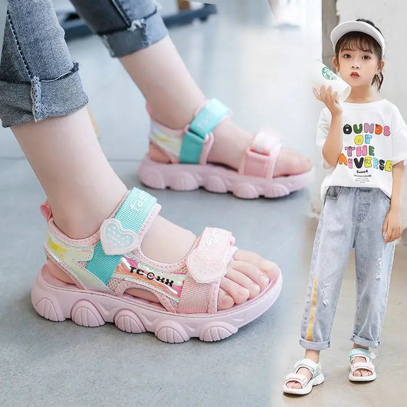 Girls Sandals Children's Beach Shoes 2022 Summer New Lightweight Princess Shoes Soft Sole Princess Cute Sandal