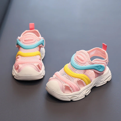Children's Sports Sandals Ages 1-12 Blue Breathable Hollow Mesh Boys Girls Shoes Summer Soft Non-Slip Kids' Sneakers Girl Shoes