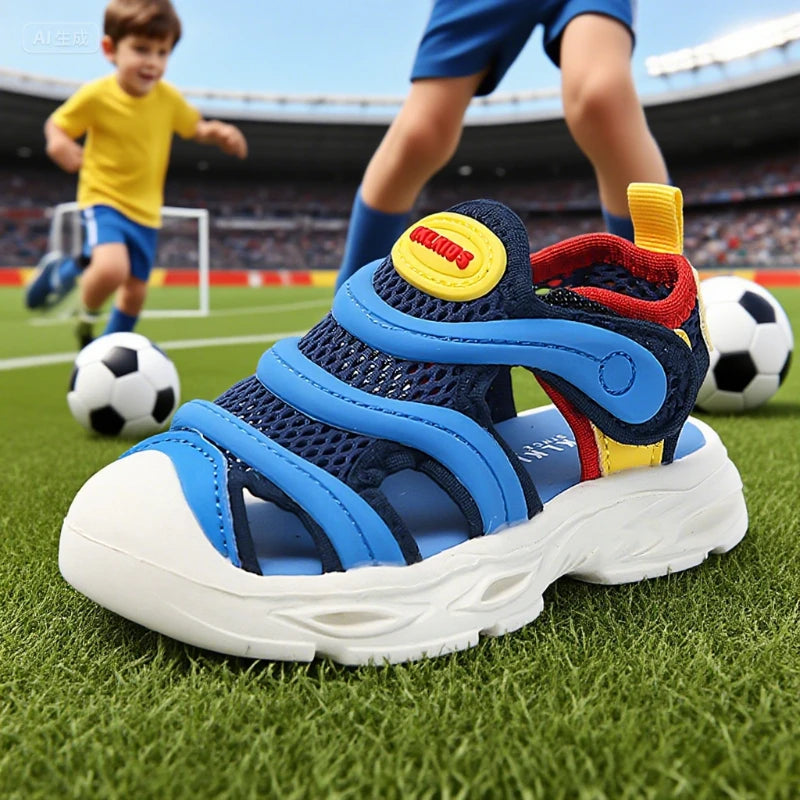 Children's Sports Sandals Ages 1-12 Blue Breathable Hollow Mesh Boys Girls Shoes Summer Soft Non-Slip Kids' Sneakers Girl Shoes