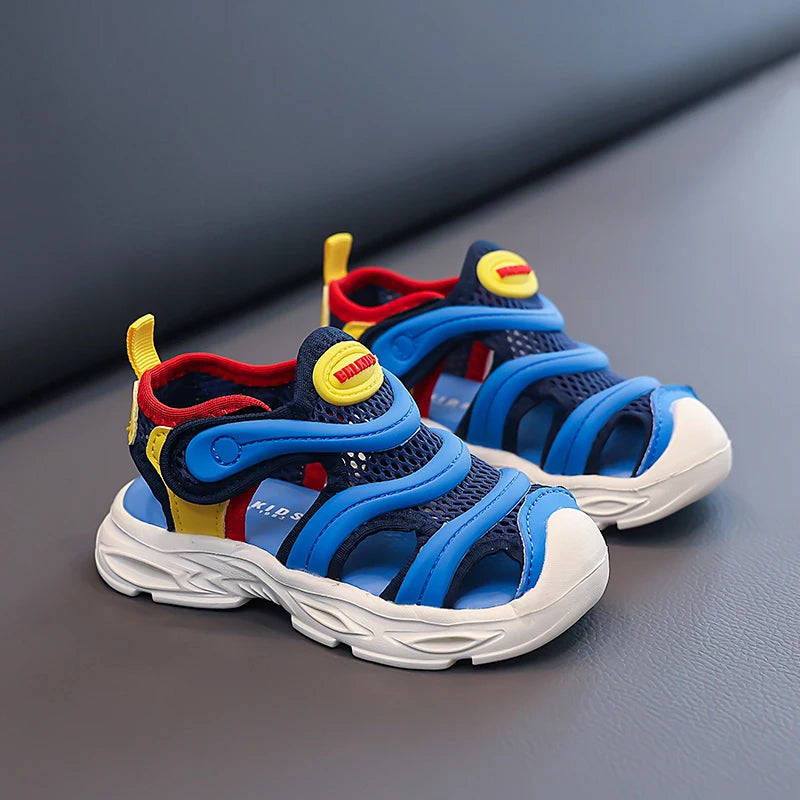 Children's Sports Sandals Ages 1-12 Blue Breathable Hollow Mesh Boys Girls Shoes Summer Soft Non-Slip Kids' Sneakers Girl Shoes