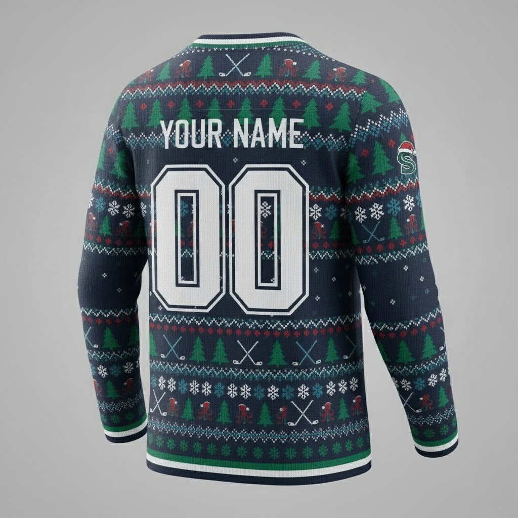 Seattle Kraken NHL Ugly Christmas Sweater – Deep Sea Blue & Ice Blue "Kraken" Holiday Knit - LeagueLockerGear