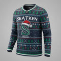 Seattle Kraken NHL Ugly Christmas Sweater – Deep Sea Blue & Ice Blue "Kraken" Holiday Knit - LeagueLockerGear