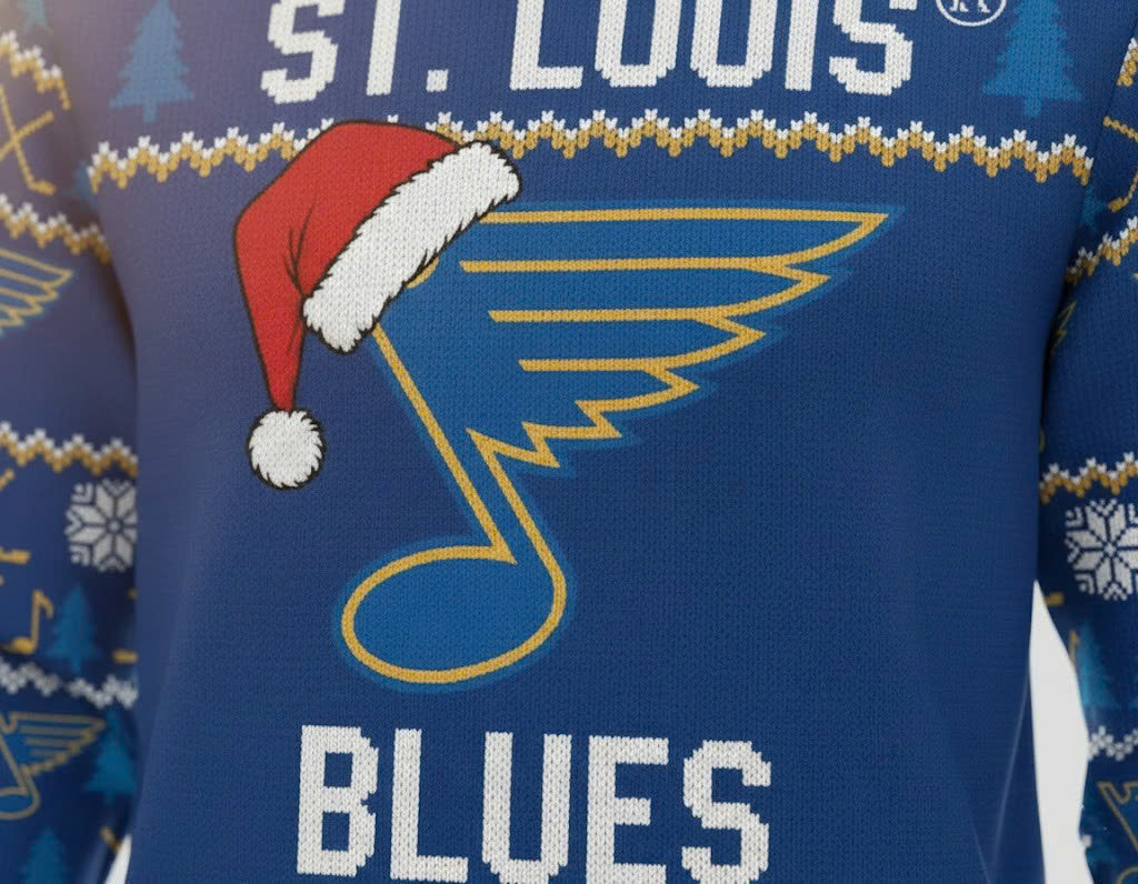 St. Louis Blues NHL Ugly Christmas Sweater – Royal Blue & Gold "Blues" Holiday Knit - LeagueLockerGear