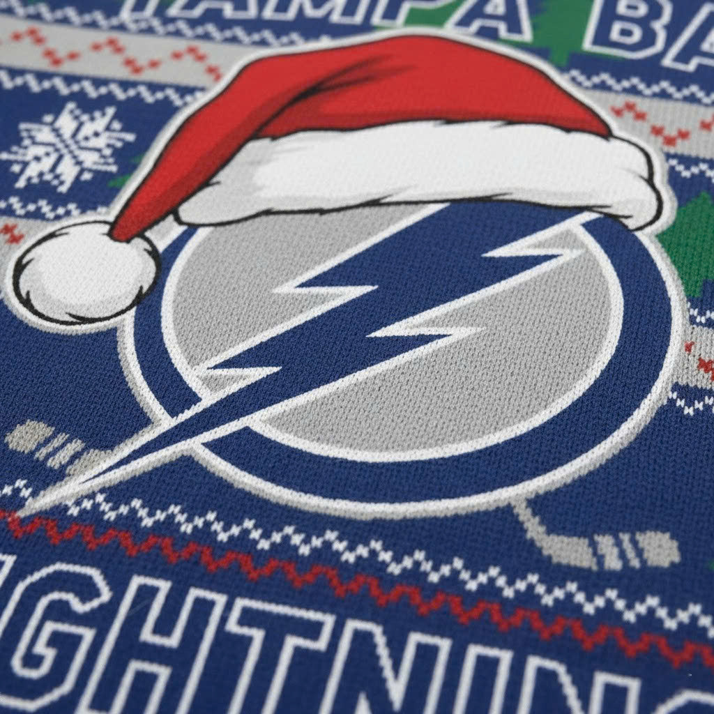 Tampa Bay Lightning NHL Ugly Christmas Sweater – Blue & White "Bolts" Holiday Knit - LeagueLockerGear