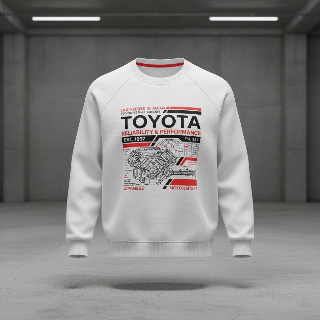 Toyota "Heritage of Reliability" 3D Blueprint Crewneck Sweatshirt - LeagueLockerGear