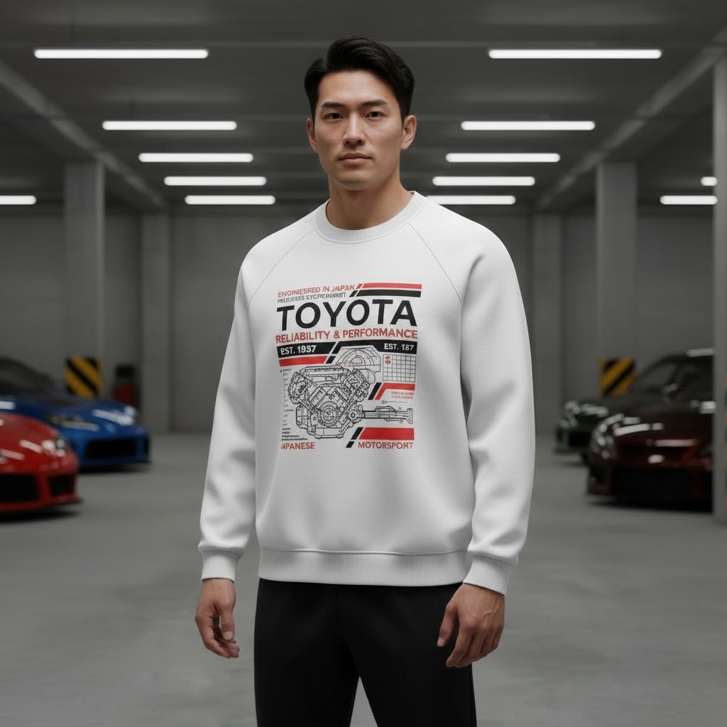 Toyota "Heritage of Reliability" 3D Blueprint Crewneck Sweatshirt - LeagueLockerGear