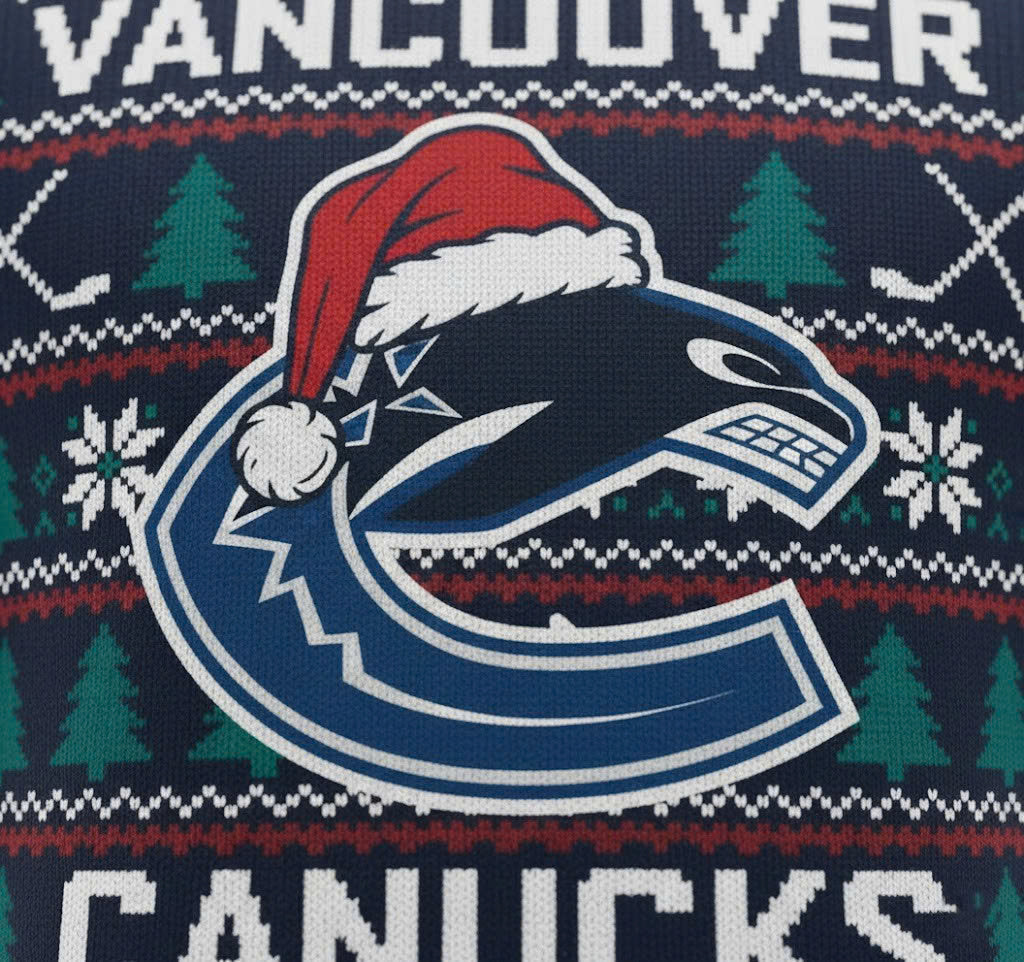 Vancouver Canucks NHL Ugly Christmas Sweater – Blue & Green "Canucks" Holiday Knit - LeagueLockerGear