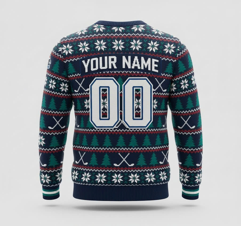 Vancouver Canucks NHL Ugly Christmas Sweater – Blue & Green "Canucks" Holiday Knit - LeagueLockerGear
