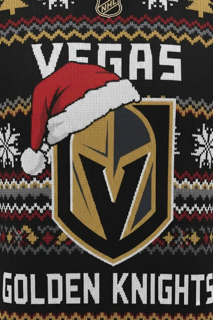 Vegas Golden Knights NHL Ugly Christmas Sweater – Black & Gold "Knights" Holiday Knit - LeagueLockerGear