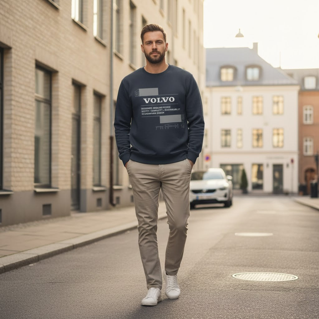 Volvo "Safety & Swedish Luxury" Heritage 3D Blueprint Crewneck Sweatshirt - LeagueLockerGear