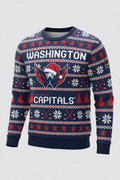 Washington Capitals NHL Ugly Christmas Sweater – Red, White & Blue "Caps" Holiday Knit - LeagueLockerGear