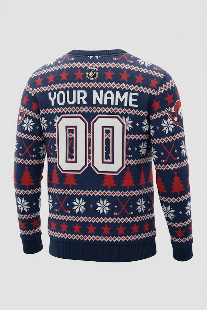Washington Capitals NHL Ugly Christmas Sweater – Red, White & Blue "Caps" Holiday Knit - LeagueLockerGear
