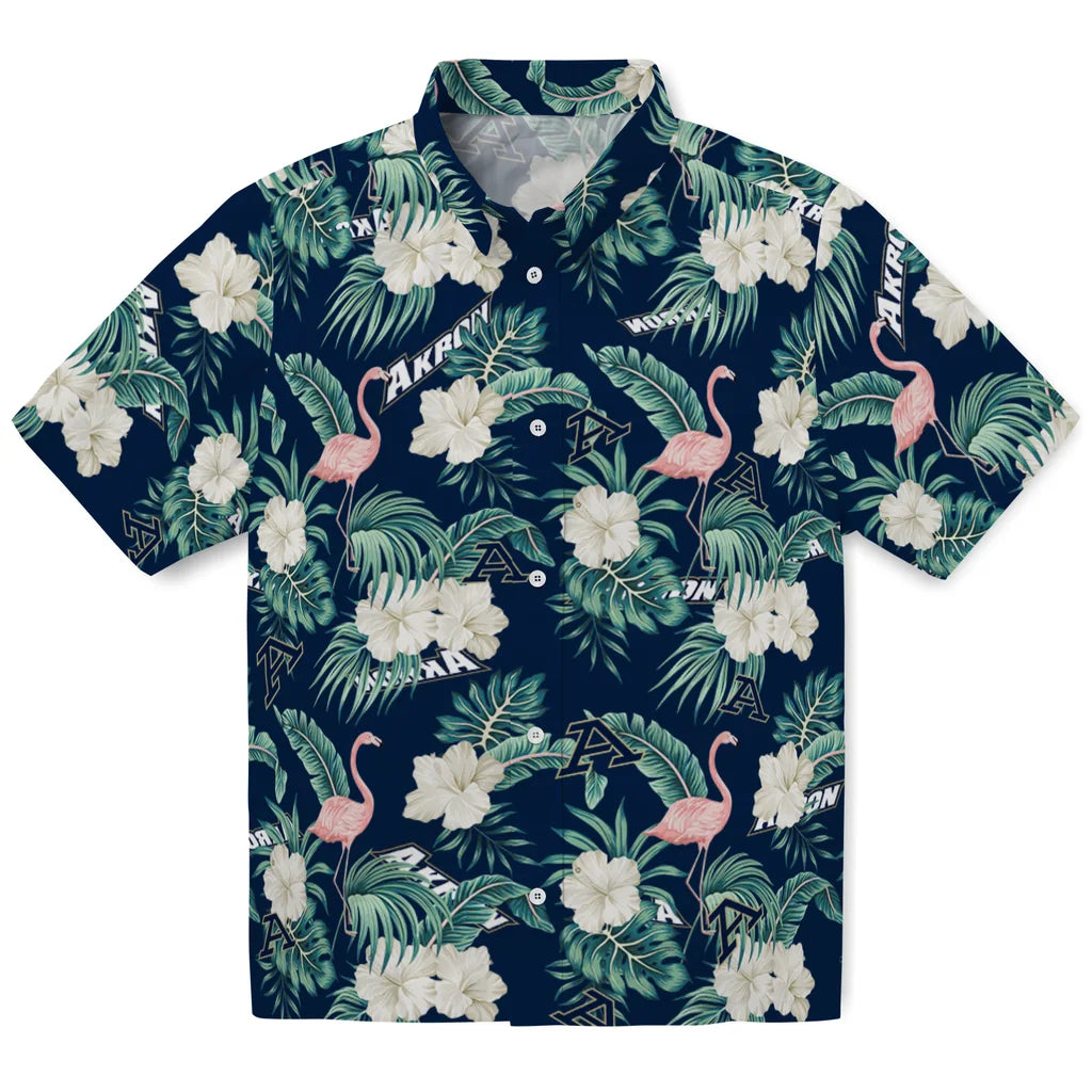 Akron Zips Hawaiian Shirt - Flamingo and Hibiscus | Hula Hawaiian Shirts