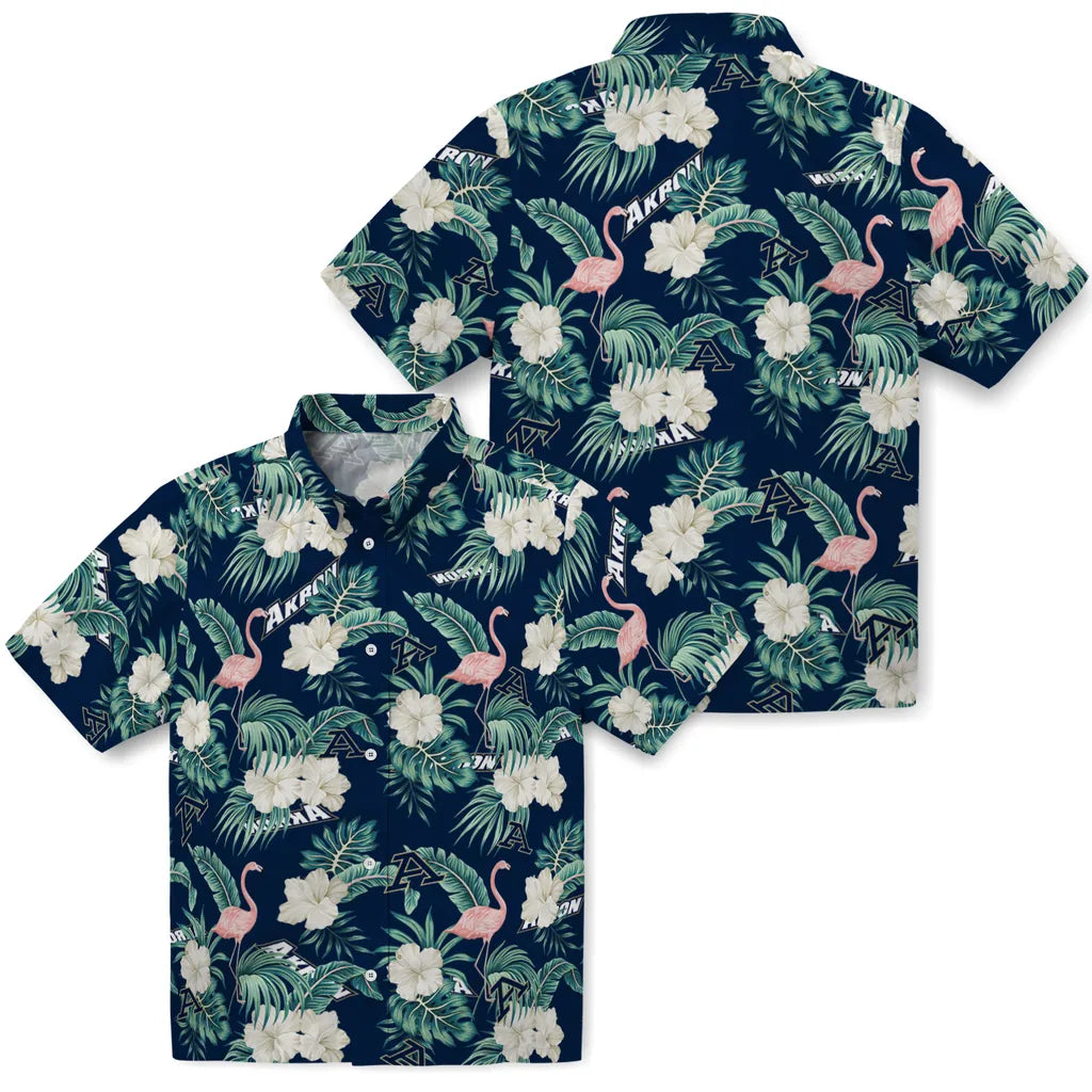Akron Zips Hawaiian Shirt - Flamingo and Hibiscus | Hula Hawaiian Shirts