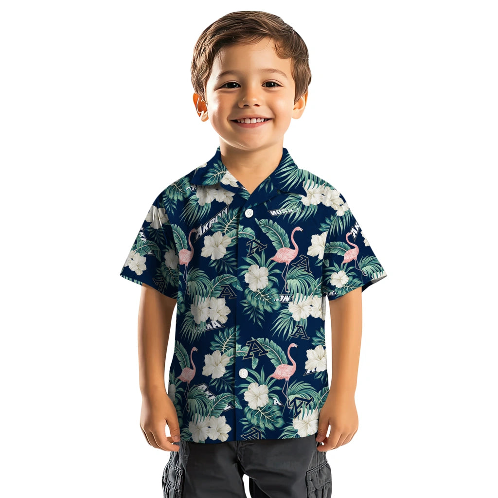Akron Zips Hawaiian Shirt - Flamingo and Hibiscus | Hula Hawaiian Shirts