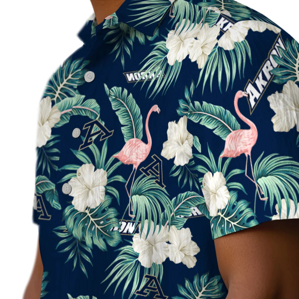 Akron Zips Hawaiian Shirt - Flamingo and Hibiscus | Hula Hawaiian Shirts