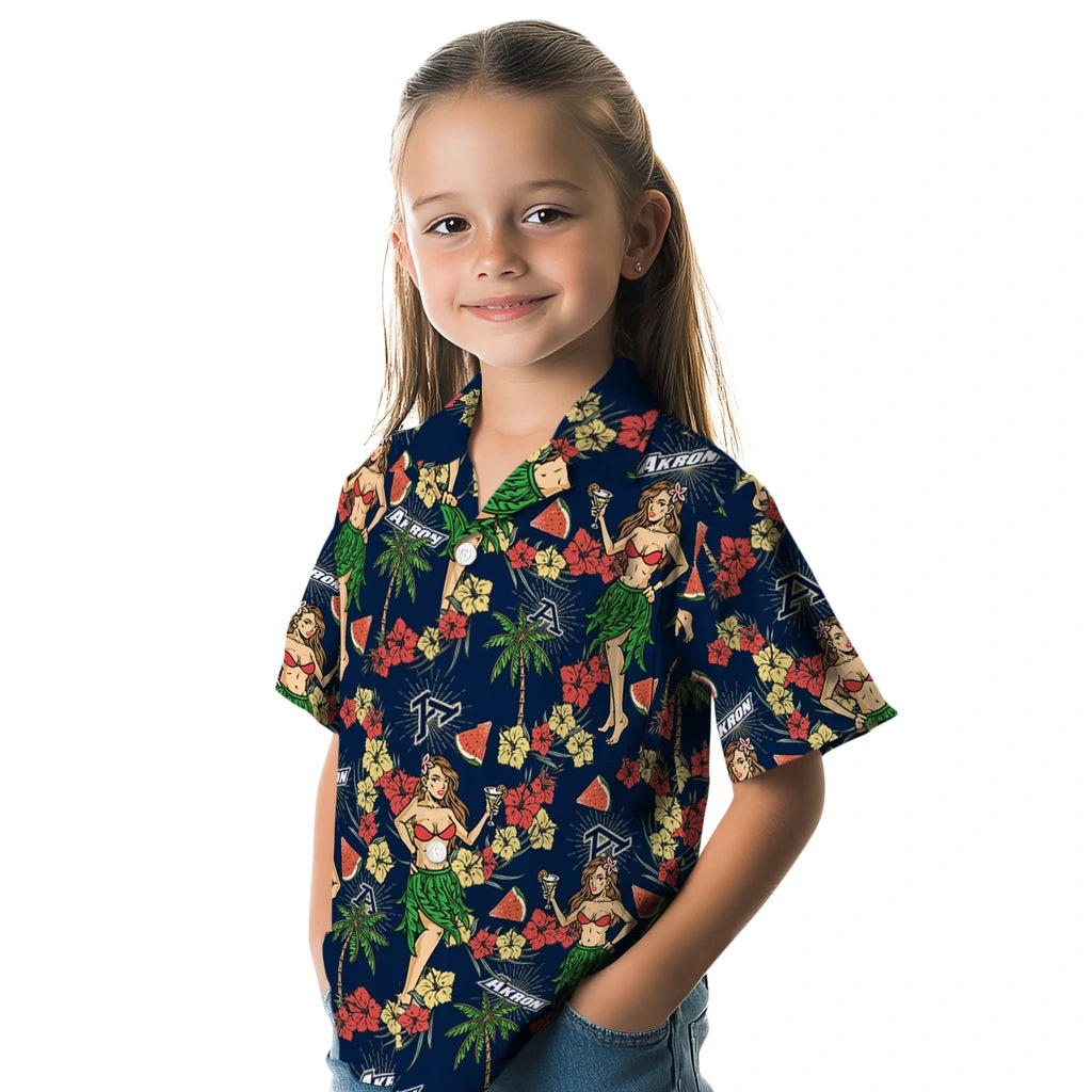 Akron Zips Hawaiian Shirt - Hawaiian Girls Design | Hula Hawaiian Shirts