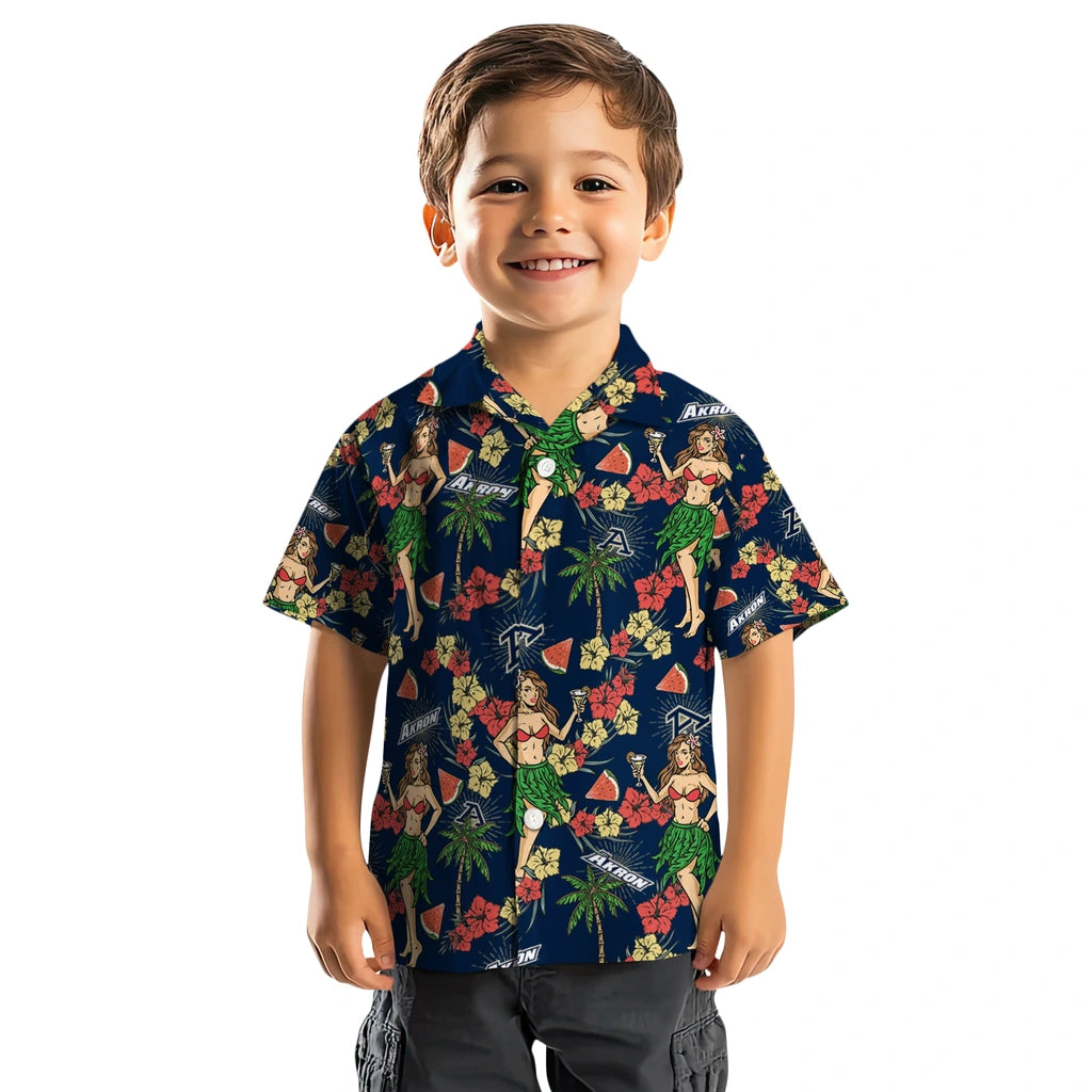 Akron Zips Hawaiian Shirt - Hawaiian Girls Design | Hula Hawaiian Shirts