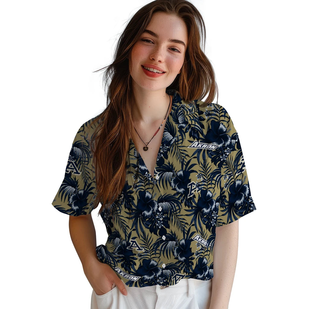 Akron Zips Hawaiian Shirt - Hibiscus Exotic | Hula Hawaiian Shirts
