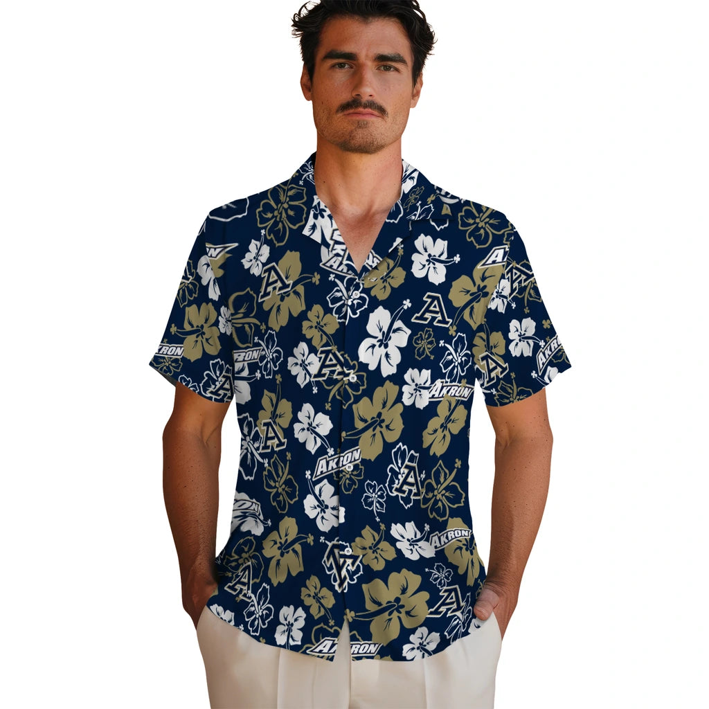 Akron Zips Hawaiian Shirt - Hibiscus Flower Design | Hula Hawaiian Shirts