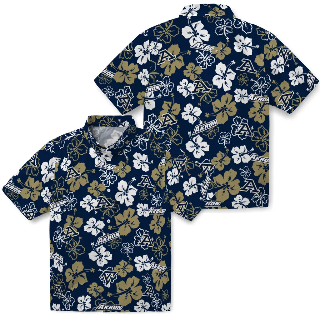 Akron Zips Hawaiian Shirt - Hibiscus Flower Design | Hula Hawaiian Shirts