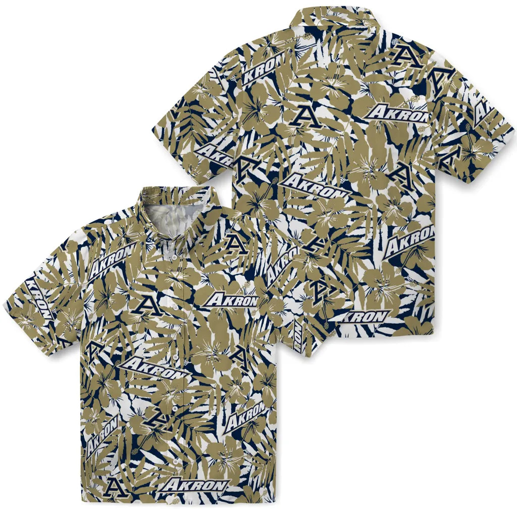 Akron Zips Hawaiian Shirt - Hibiscus Overlay | Hula Hawaiian Shirts