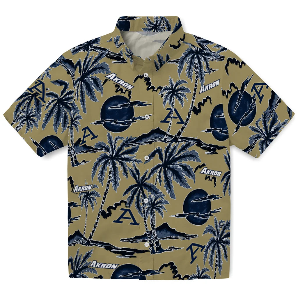 Akron Zips Hawaiian Shirt - Palm Sunset | Hula Hawaiian Shirts
