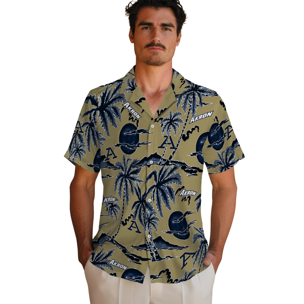 Akron Zips Hawaiian Shirt - Palm Sunset | Hula Hawaiian Shirts