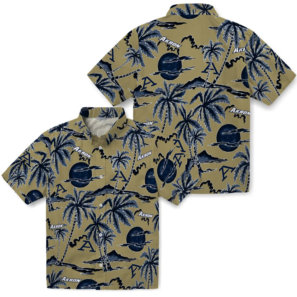 Akron Zips Hawaiian Shirt - Palm Sunset | Hula Hawaiian Shirts