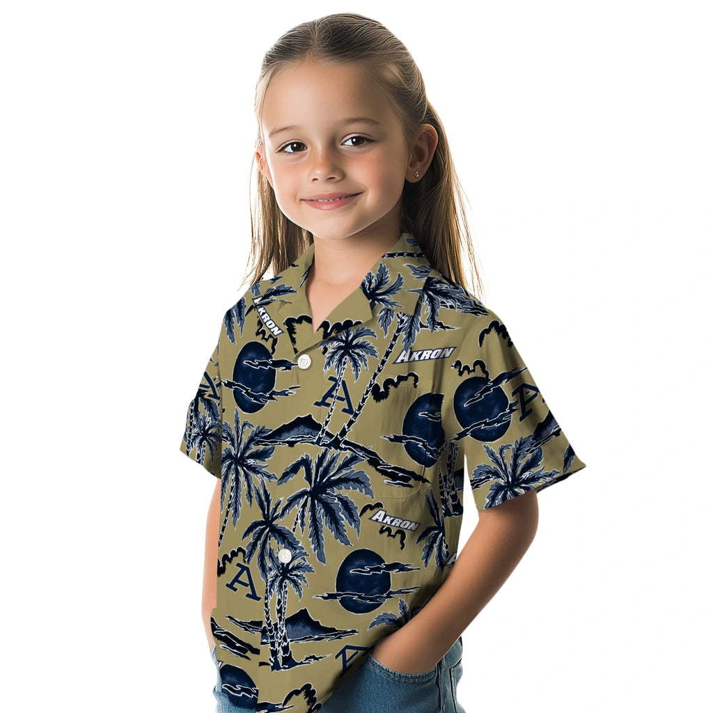 Akron Zips Hawaiian Shirt - Palm Sunset | Hula Hawaiian Shirts