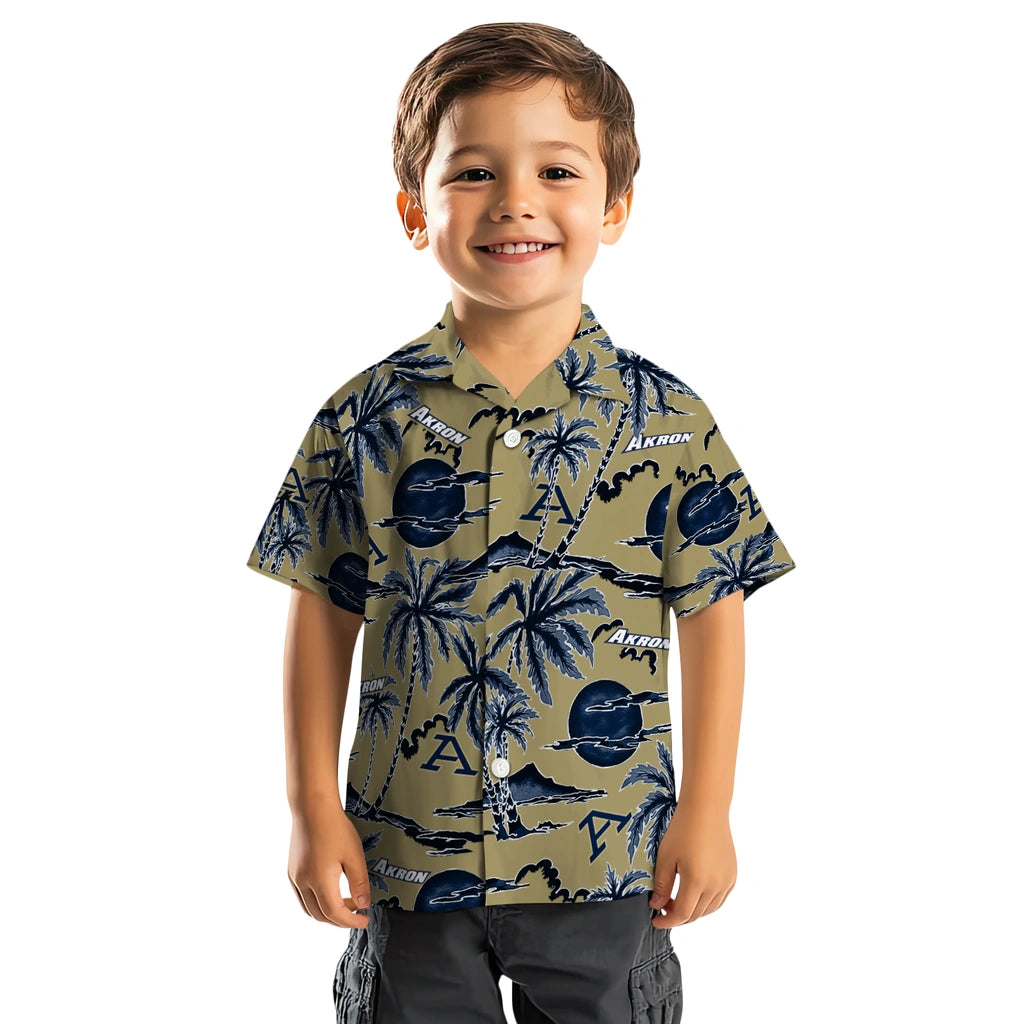 Akron Zips Hawaiian Shirt - Palm Sunset | Hula Hawaiian Shirts