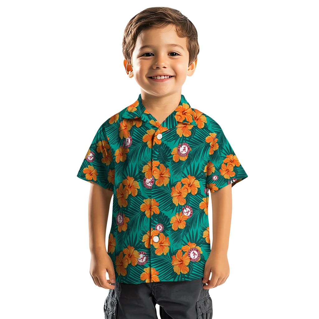 Alabama Crimson Tide Hawaiian Shirt - Hibiscus and Palm Leaves | Hula Hawaiian Shirts