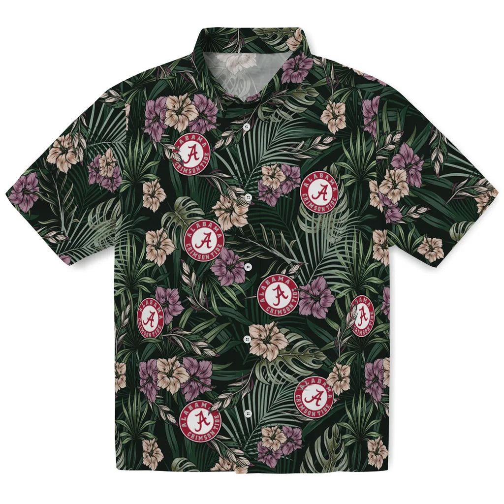 Alabama Crimson Tide Hawaiian Shirt - Hibiscus Leaves Pattern | Hula Hawaiian Shirts