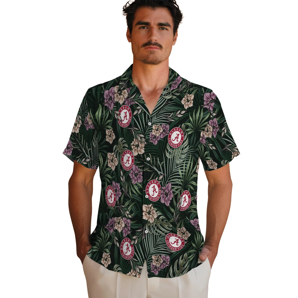 Alabama Crimson Tide Hawaiian Shirt - Hibiscus Leaves Pattern | Hula Hawaiian Shirts