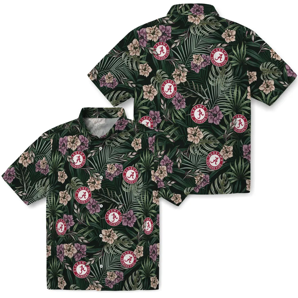 Alabama Crimson Tide Hawaiian Shirt - Hibiscus Leaves Pattern | Hula Hawaiian Shirts